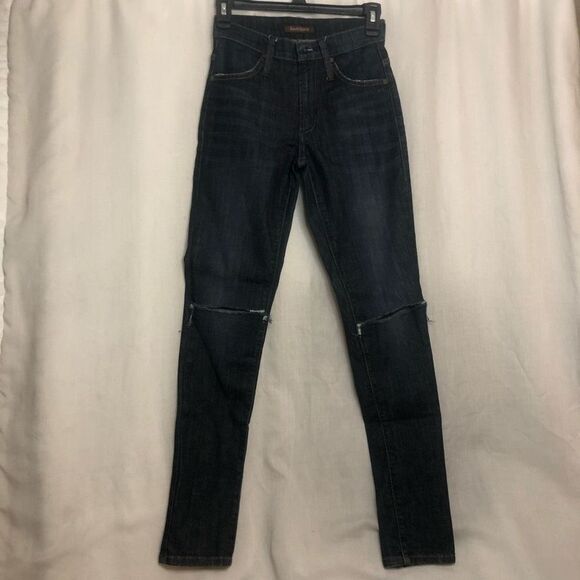 WOMENS JAMES JEANS DARK WASH BACK ZIP SKINNY STRAIGHT SAMPLE JEANS SIZE 25 MADE - Picture 10 of 10